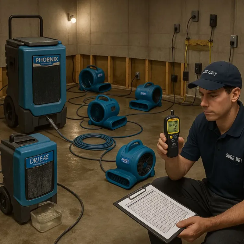 Structural Drying and Dehumidification process in Walworth, WI